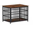 Furniture style dog crate wrought iron frame door with side openings, Rustic Brown, 43.3''W x 29.9''D x 33.5''H.