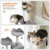 63'' Multi-Level Cat Tree Cat Tower for Indoor Cats with Sisal-Covered Scratching Post, Cozy Cat Condo, Cat Hammock and Wide Top Perch, Grey (Unable t