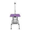 36" Folding Dog Pet Grooming Table Stainless Steel Frame Rubber Mat on Board with Adjustable Arm and Clamps pet dog Cat Grooming Table (PURPLE COLOR)