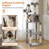 63'' Multi-Level Cat Tree Cat Tower for Indoor Cats with Sisal-Covered Scratching Post, Cozy Cat Condo, Cat Hammock and Wide Top Perch, Grey (Unable t