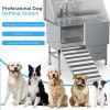 Professional Stainless Steel Dog Bathing Station - Dog Grooming Tub w/Ramp, Storage Drawer, Floor Grate & Faucet/Dog Bathtub for Large,Medium & Small