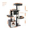 Modern Cat Tree 6 Levels Wooden Cat Tower with Sisal Scratching Posts, Roomy Condo, Spacious Perch, Super Large Hammock and Swing Tunnel for Indoor Ca