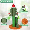 32'' Cat Scratching Post, Tall Christmas Tree Cat Scratcher with 3 Posts and Cute Dangling Teaser Balls, Natural Sisal Rope Cat Toys for Kitty and Adu