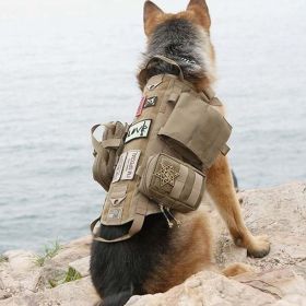 Tactical Dog Harness With Pouches; Adjustable Harness With 3 Detachable Pockets (Color: Army Green, size: s)